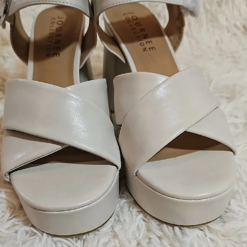 Journee Collection Beige Platform Sandals